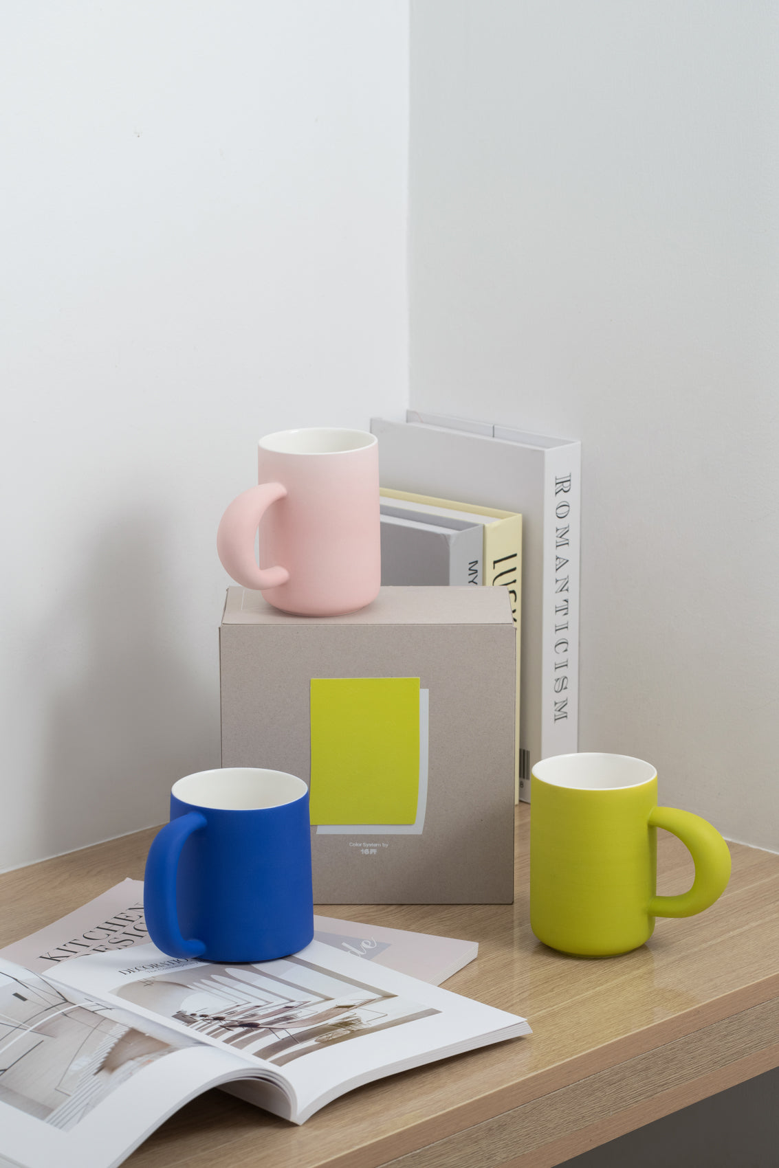 Ceramic tableware set in earthy minimalist tones